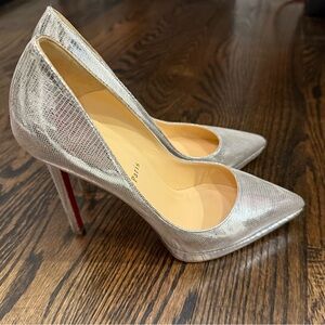 Christian Louboutin Elegant Silver High Heels 39